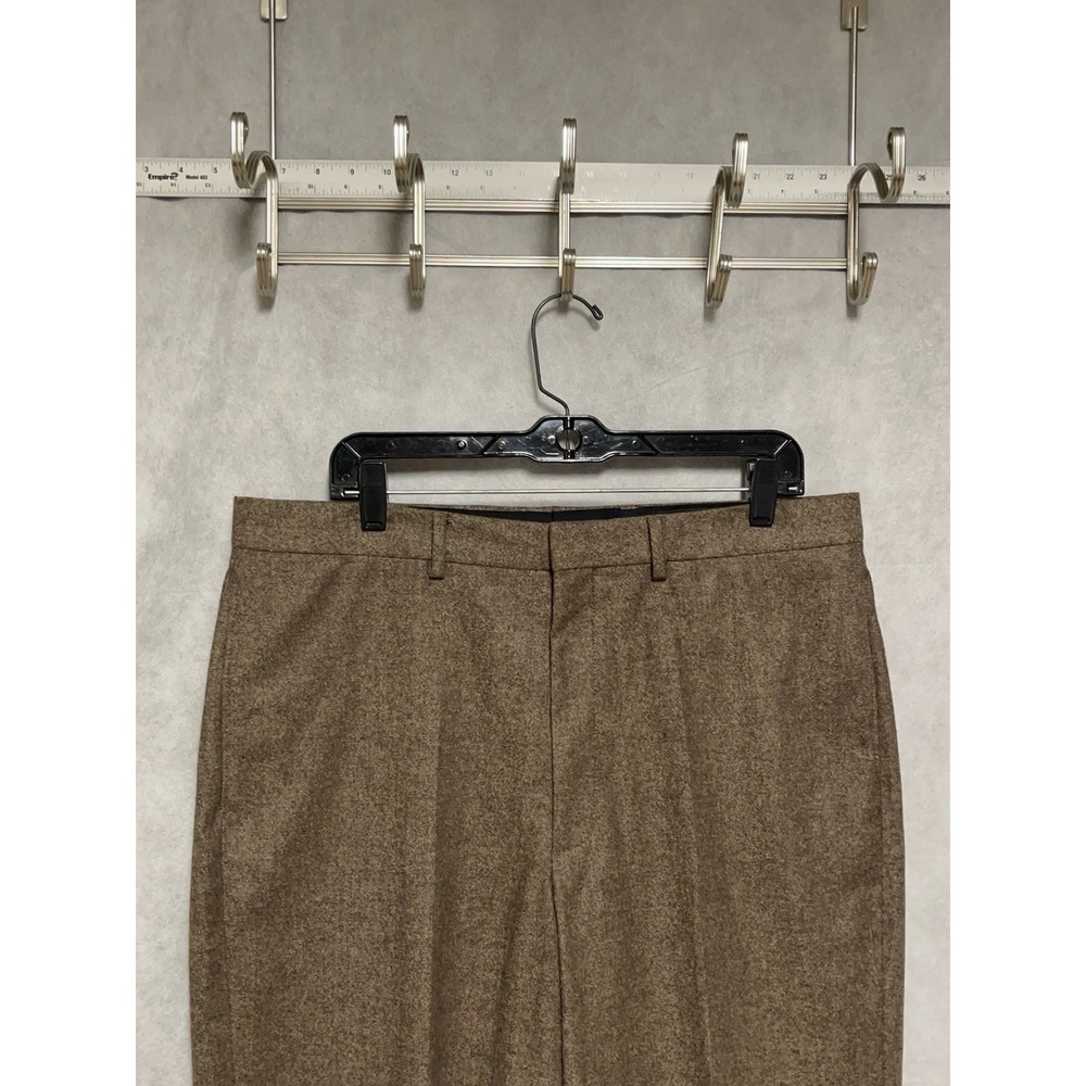 VTG Eddie Bauer Pants Men 36X35 Brown Donegal Winter Flannel Heavy Wool Blend